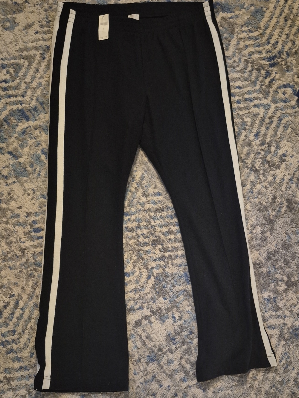 Maeve Black Sweatpants with White Side Stripes